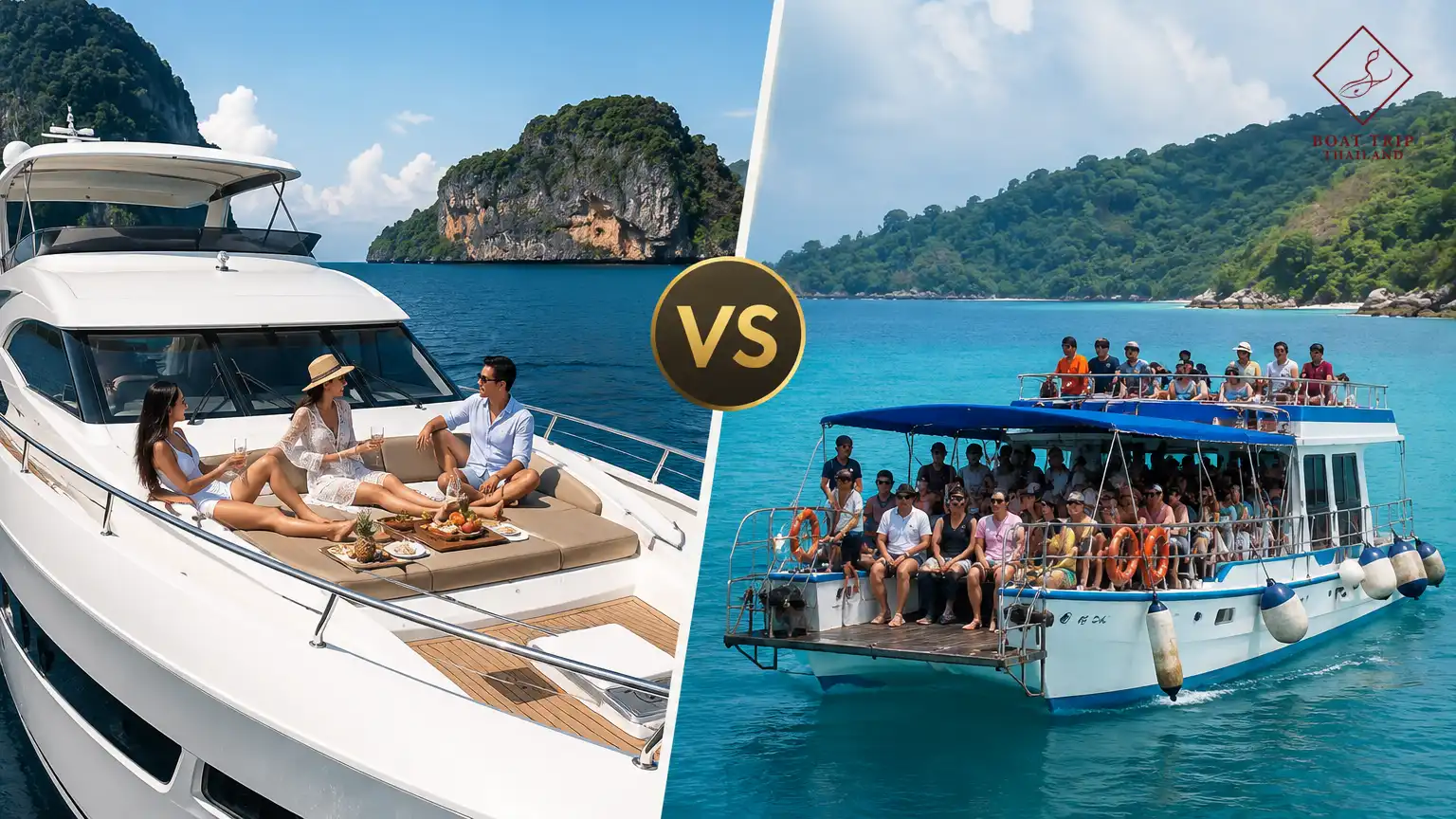 เช่าเรือยอร์ชภูเก็ตส่วนตัว vs ทัวร์กรุ๊ป เลือกแบบไหนดีกว่า